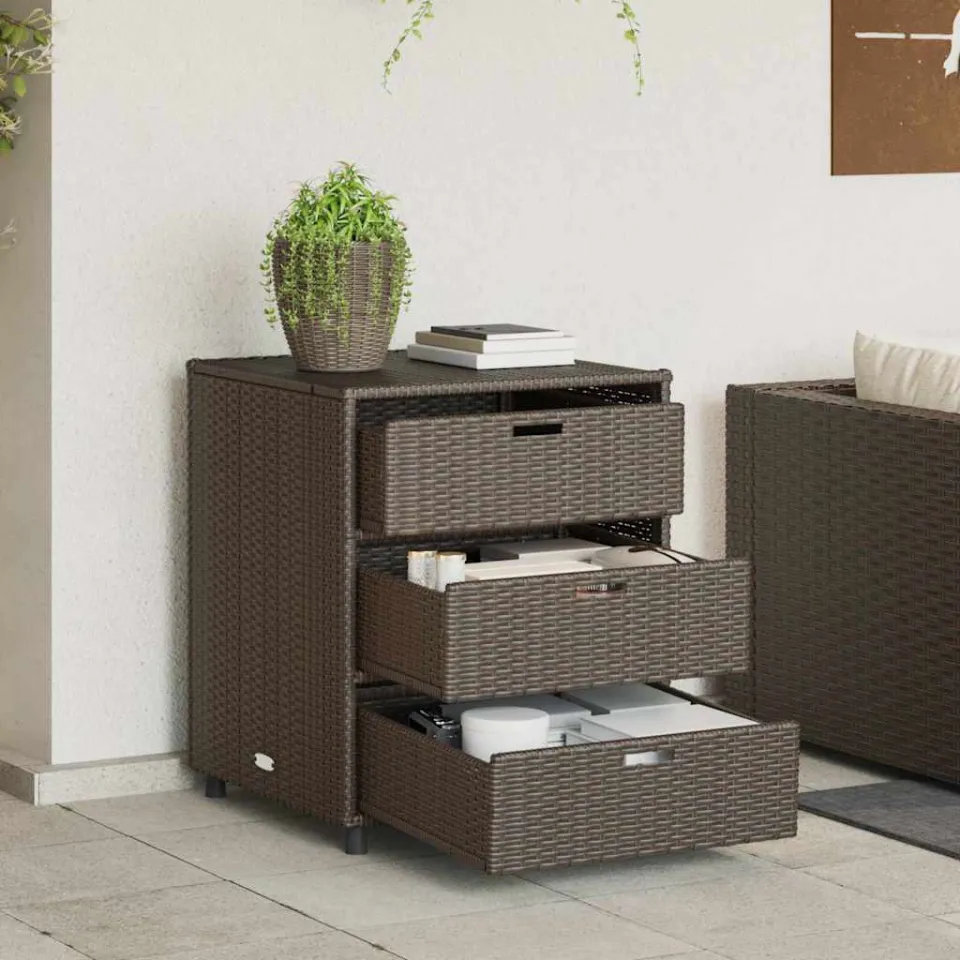 vidaXL Tuinkast 55x59x69 cm poly rattan bruin, foto 3