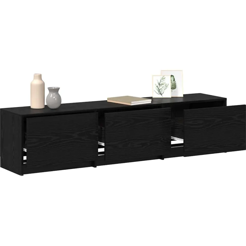 vidaXL TV-kast met LED 165 x 34 x 40 cm Zwart eiken Geconstrueerd hout