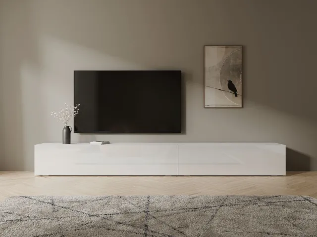 Mobistoxx Tv-meubel KINGSTON 2 klapdeuren 245 cm wit/hoogglans wit