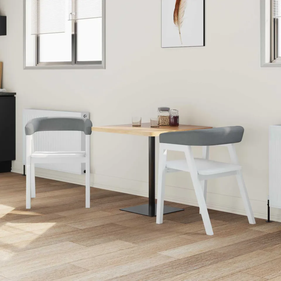 vidaXL Eettafelstoelen 2 st Massief Rubberhout Wit 54 x 57 x 73 cm, foto 3