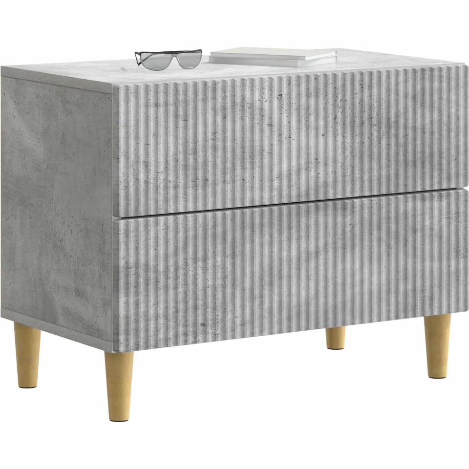 vidaXL Nachtkastje met lade Betongrijs 62 x 34,5 x 48 cm Bewerkt hout