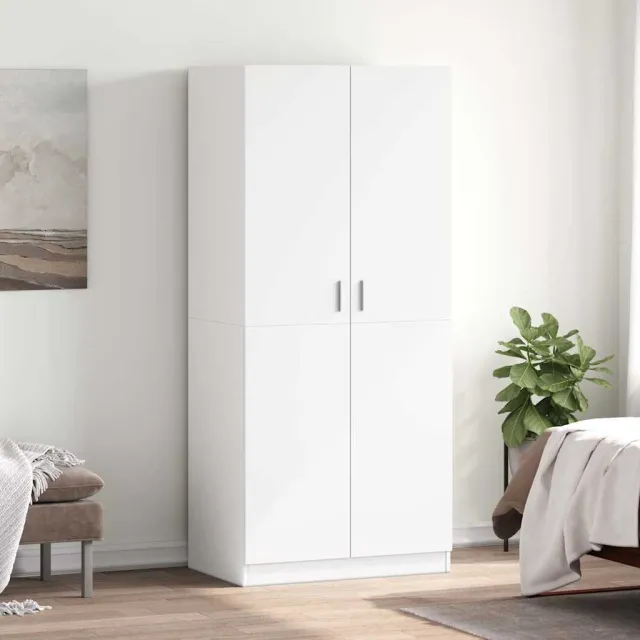 vidaXL Kledingkast 80x52x180 cm bewerkt hout wit, foto 2