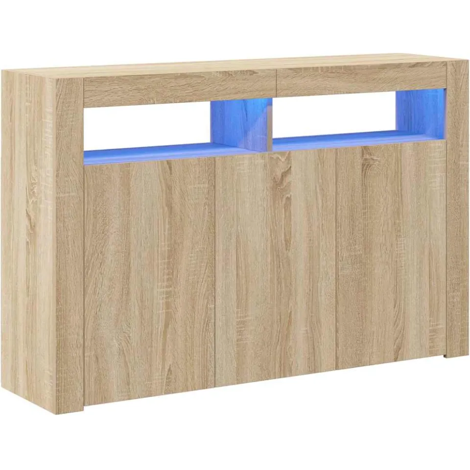 vidaXL Dressoir met LED-verlichting 115,5x30x75 cm sonoma eikenkleur Bruin