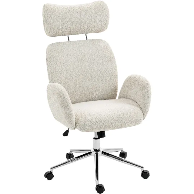 Homona Ergonomische bureaustoel - Met hoofdsteun, kantelfunctie en wielen - In hoogte verstelbaar - 65 x 75 x 115-123 cm - Lichtgrijs