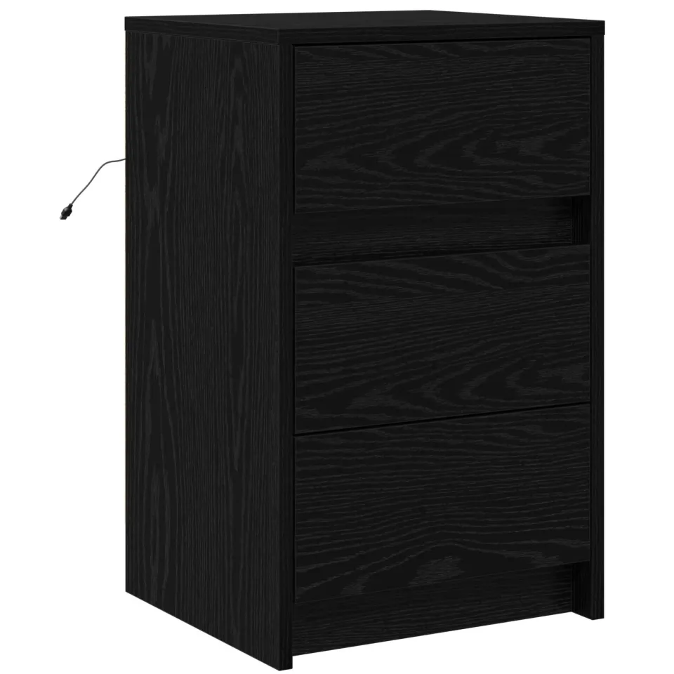 vidaXL Nachtkastje Zwart Eiken 38 x 34 x 61 cm Bewerkt hout, foto 3