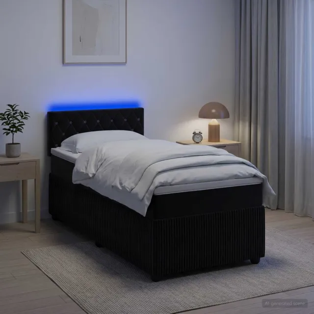 vidaXL Boxspringbed met matras Zwart 90 x 200 cm Fluweel