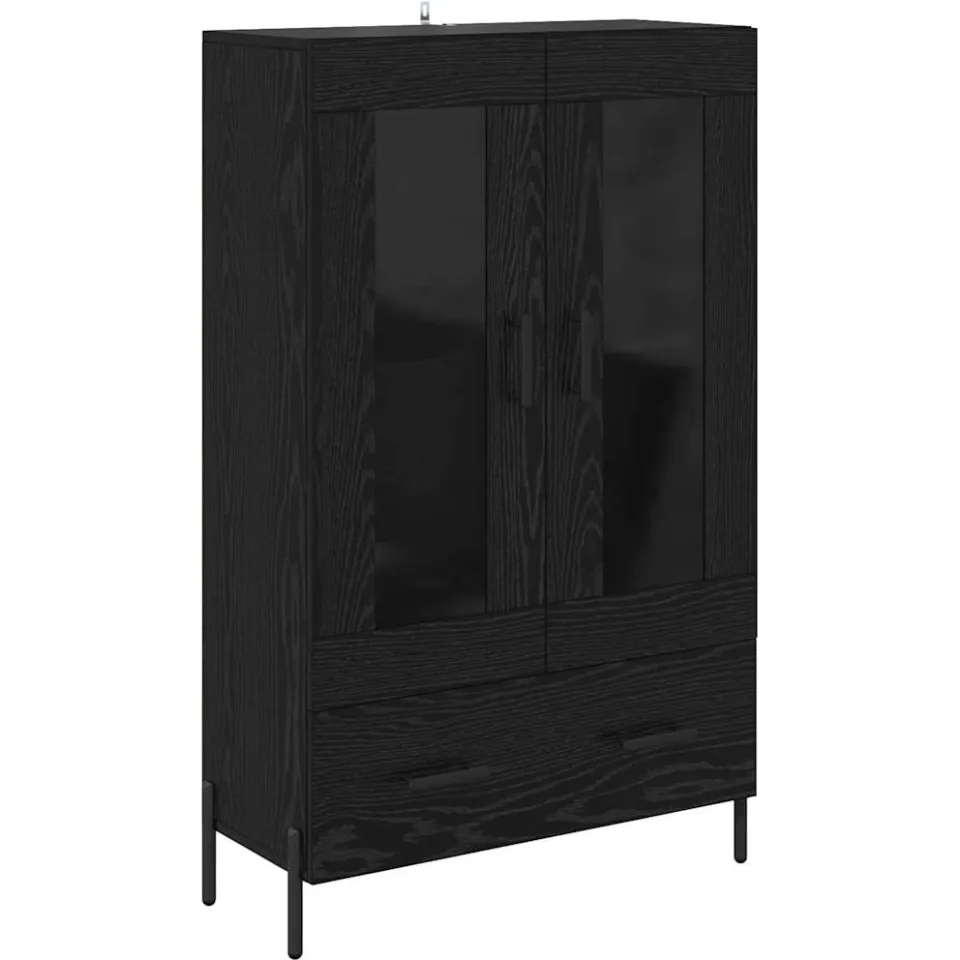 vidaXL Highboard CORONA Zwart Eiken 69,5 x 31 x 115 cm Bewerkt hout, foto 3