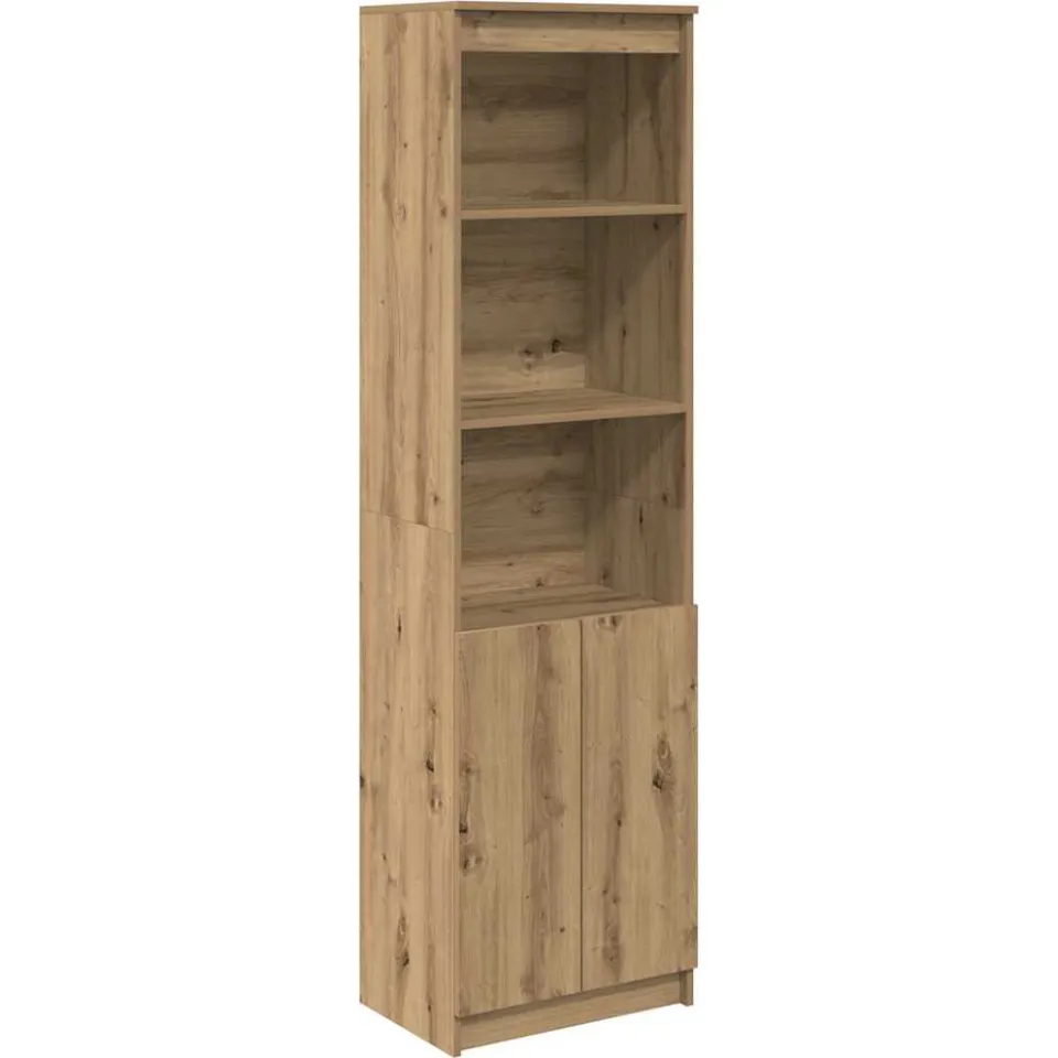vidaXL Hoge kast 50x35x180 cm bewerkt hout artisanaal eikenkleur Bruin
