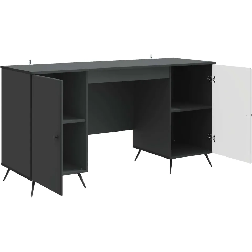 vidaXL Bureau Zwart 142,5 x 50 x 75 cm Bewerkt hout, foto 3
