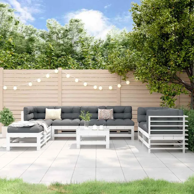 vidaXL 9-delige Loungeset massief grenenhout wit, foto 2