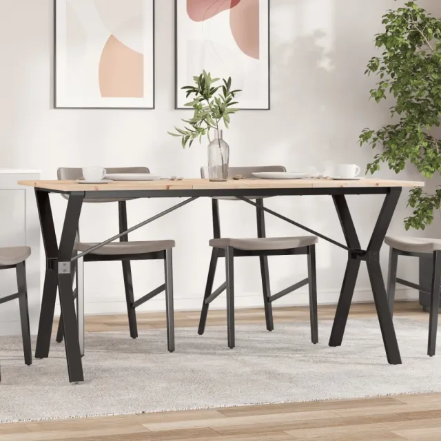 vidaXL Eettafel Y-frame 160x80x75 cm massief grenenhout en staal Bruin