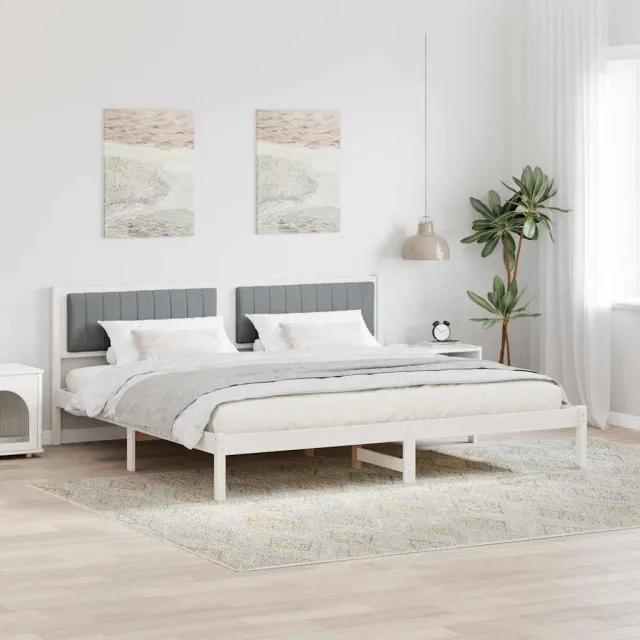 vidaXL Bedframe Lichtgrijs 200 x 200 cm Massief grenenhout Wit