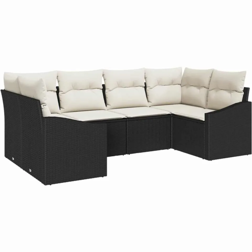 vidaXL Bankstel 6 st Zwart poly rattan