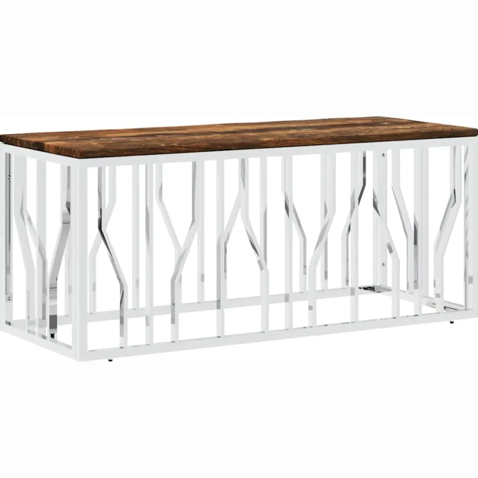 vidaXL Salontafel roestvrij staal en massief hergebruikt hout, foto 3