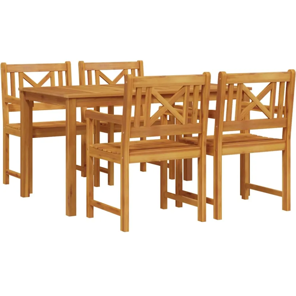 vidaXL Tuin eettafelset 5 st Bruin Massief Acaciahout, foto 3