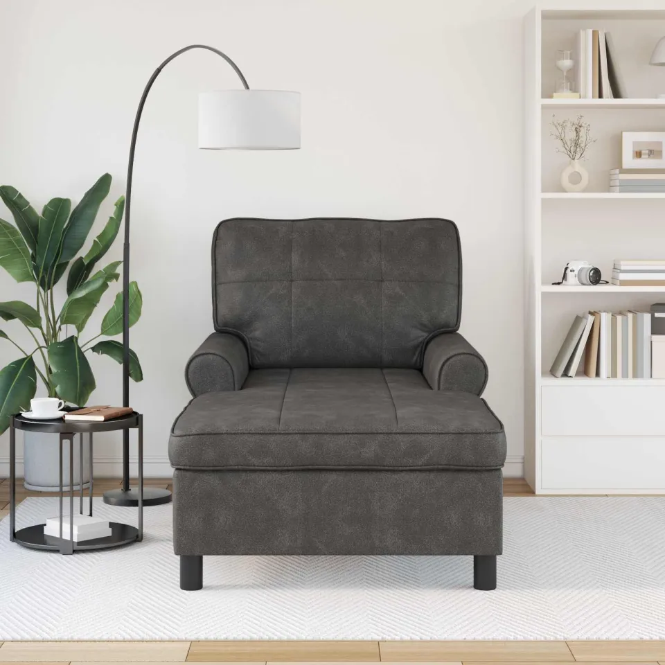 vidaXL Chaise Lounge Zwart Nep Leer 91 x 157 x 91 cm, foto 3