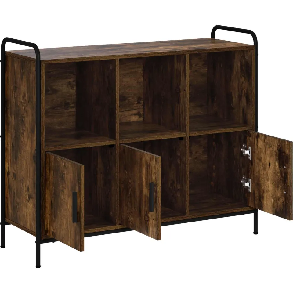 vidaXL Dressoir Gerookt eiken 97 x 33 x 81 cm Bewerkt hout, foto 2