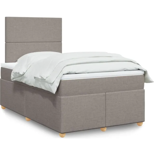 vidaXL Boxspring met matras stof taupe 120x200 cm