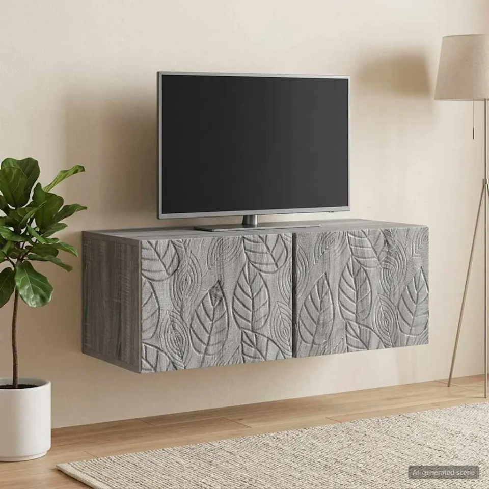 vidaXL Wandbeugel TV-kast 98 x 41 x 30 cm Grijs Sonoma Bewerkt hout, foto 3