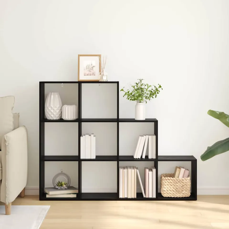 vidaXL Kamerscherm Boekenkast 137,5 x 29 x 103,5 cm Bewerkt hout zwart, foto 4