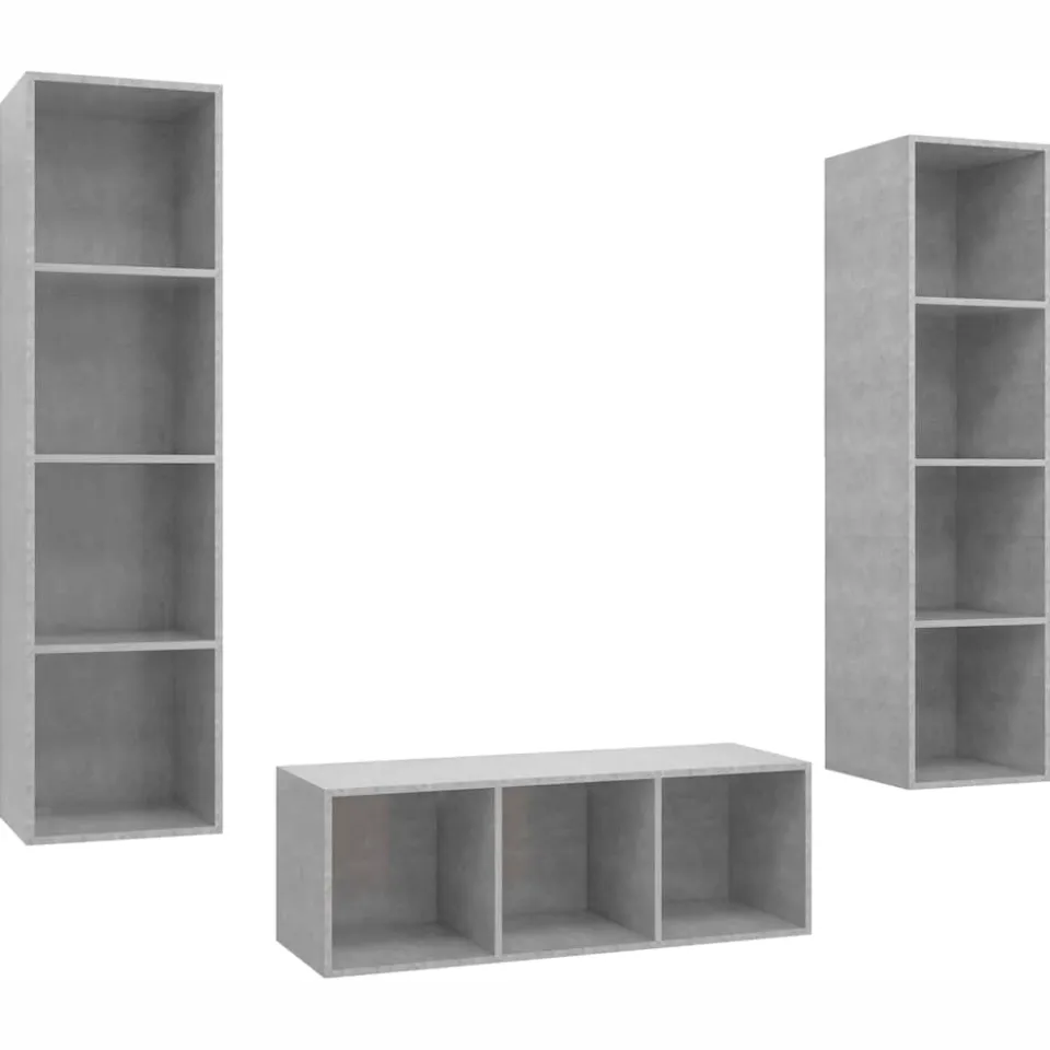 vidaXL 3-delige Tv-meubelset bewerkt hout betongrijs grijs, foto 3