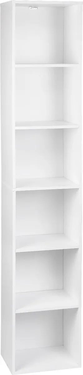 Corenia Boekenkasten - Boekenplank - Wandplank - Boekenrek - 30x23.5x158.4cm - 6 vakken - voor Kantoor Woonkamer Lezen Studeerkamer - Wit White