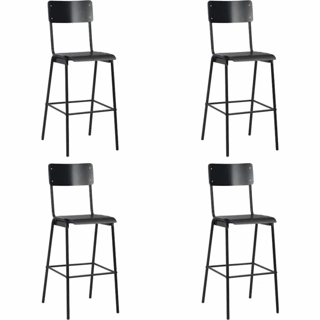 vidaXL Barstoelen 4 st massief multiplex staal zwart