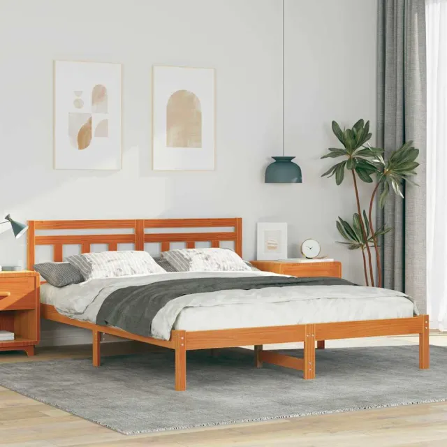vidaXL Bedframe Bruin 150 x 200 cm Massief grenenhout