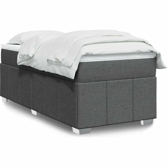 vidaXL Boxspring met matras stof donkergrijs 100x200 cm grijs