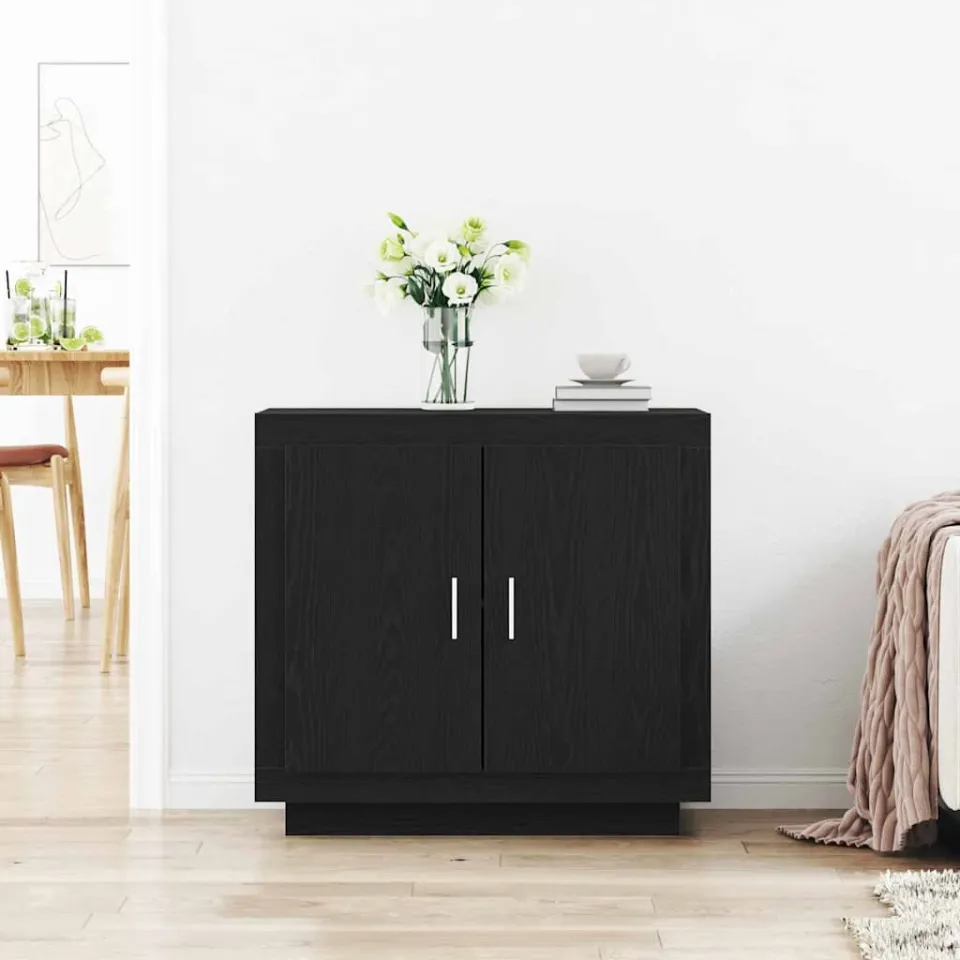 vidaXL Dressoir Zwart Eiken 80 x 40 x 75 cm Bewerkt hout, foto 4