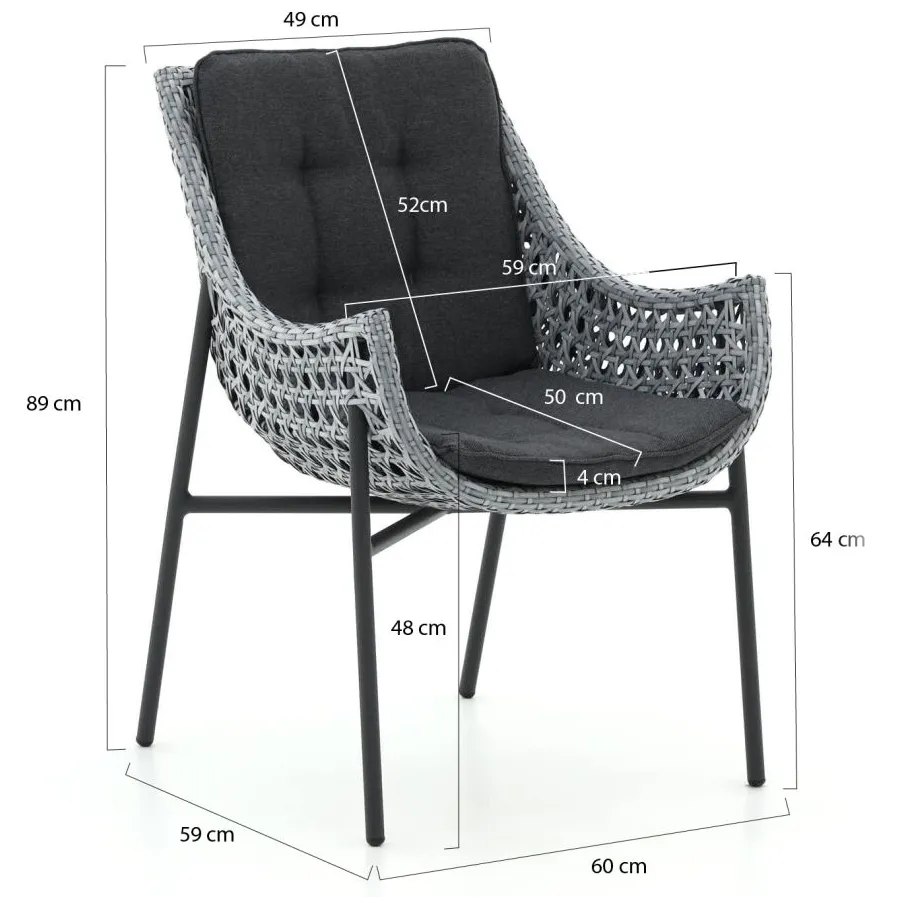 Manifesto Furniture Manifesto Novara/Furato ellips 200cm dining tuinset 5-delig Grijs