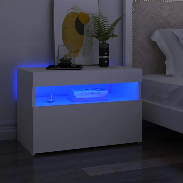 vidaXL Nachtkastje met LED-verlichting 60x35x40 cm bewerkt hout wit, foto 2