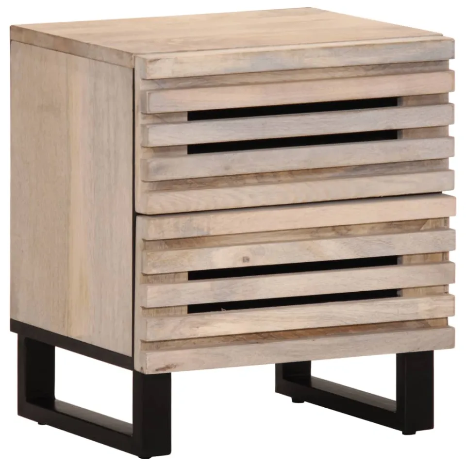 vidaXL Nachtkastjes 2 st 40x34x46 cm massief gebleekt mangohout bruin