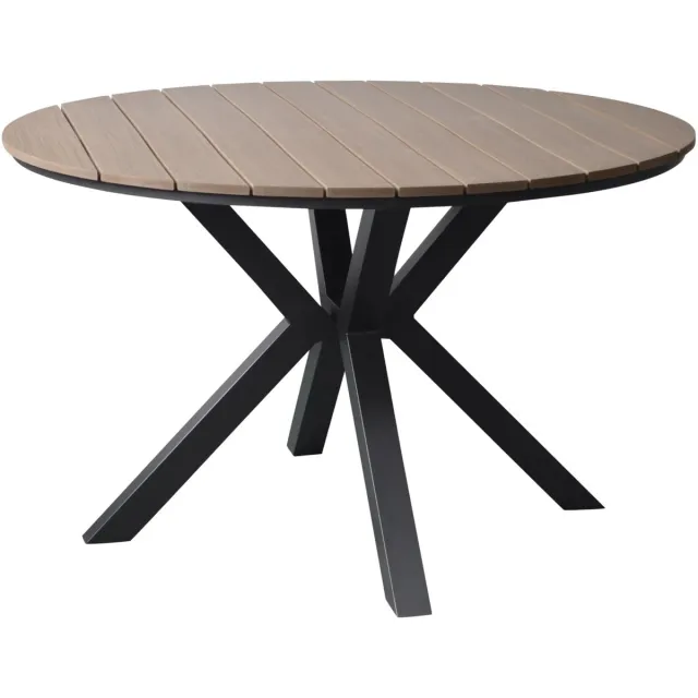 AVH-Collectie Quincy dining tuintafel antraciet 144xH75 cm rond polywood blad