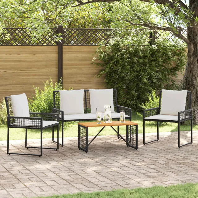 vidaXL Buitenmeubelset 4 st Zwart en Cream Wit, foto 2
