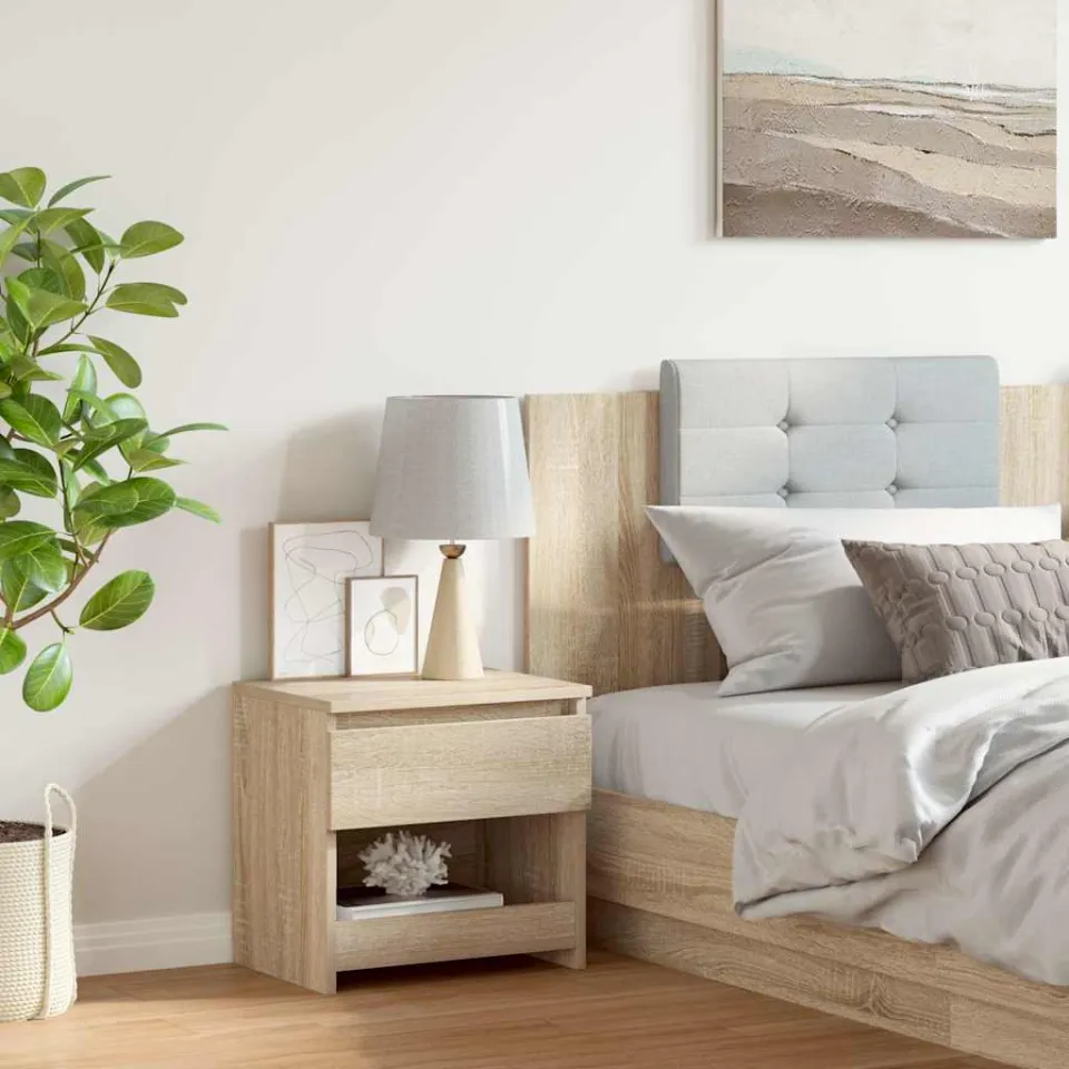 vidaXL Nachtkastje 40x30x39 cm bewerkt hout sonoma eikenkleurig, foto 4