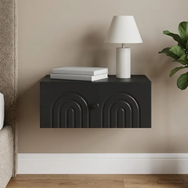 vidaXL Wandbeugel Bedkast Zwart 49 x 34,5 x 20 cm Bewerkt hout