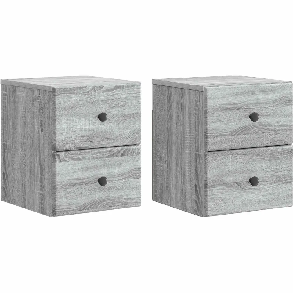 vidaXL Wandbeugel Bedkast 2 st Grijs sonoma 34,5 x 33 x 40 cm, foto 3