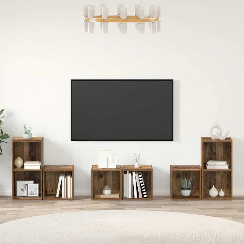 vidaXL Tv-meubelset 6 st 37 x 35 x 72 cm Oud Hout bruin, foto 4