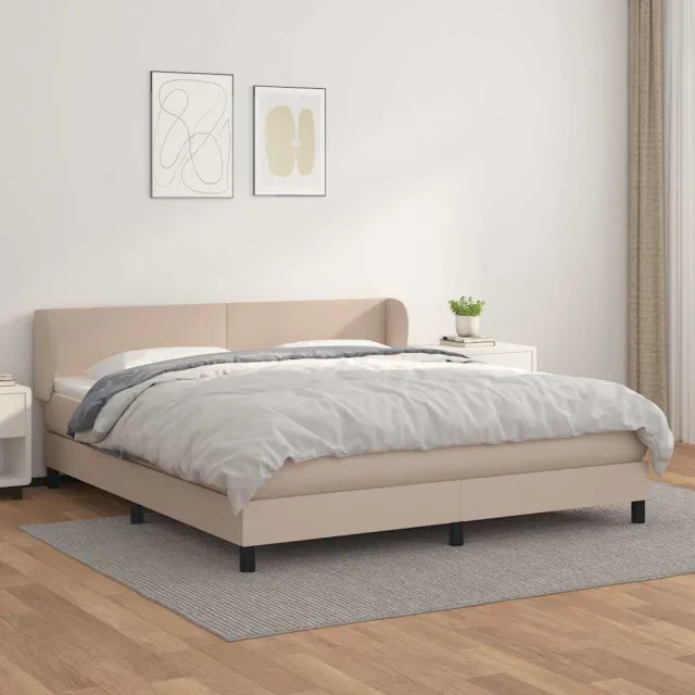 vidaXL Boxspring met matras kunstleer cappuccinokleurig 180x200 cm Bruin