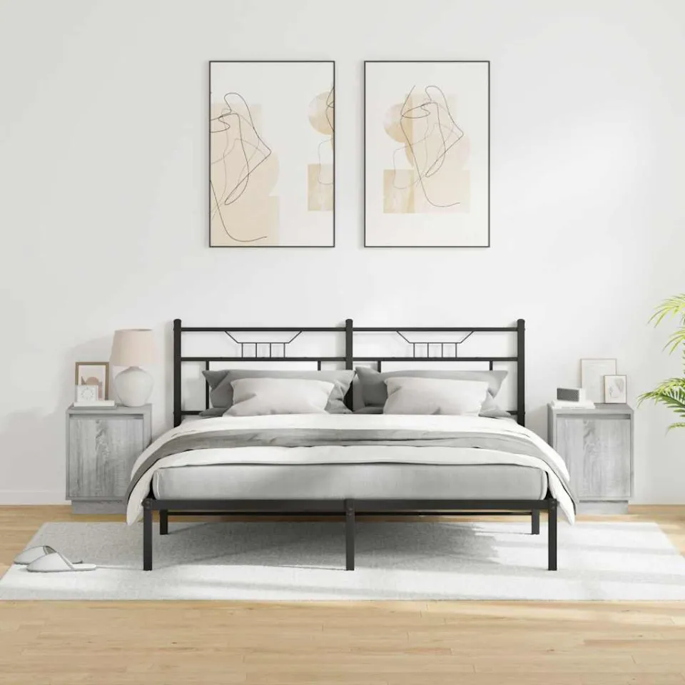 vidaXL Nachtkastje 2 st Grijs 39 x 34,5 x 50 cm Bewerkt hout, foto 4