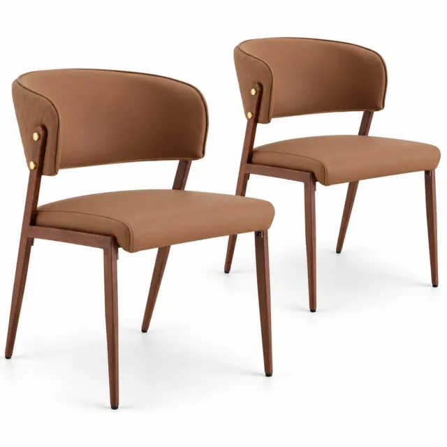 City long dragon LONG DRAGON - Eetkamerstoelen - Set van 2 - Bruin - Gepolsterde zitting en rugleuning