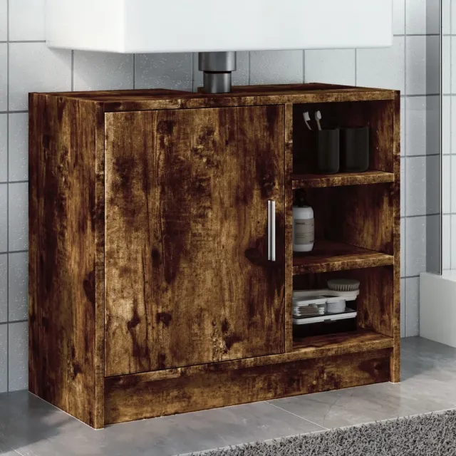 vidaXL Wastafelkast 63x29x55 cm bewerkt hout gerookt eikenkleurig, foto 2
