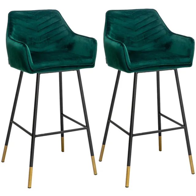 Bronx71 Velvet barkruk Fiona groen 65-78 cm - Barkrukken set van 2 - barstoel Olive / groen