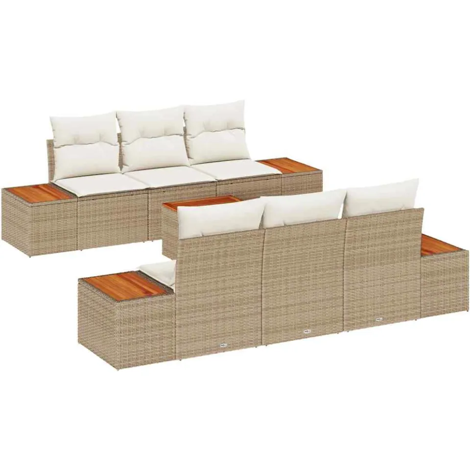 vidaXL Tuinbankenset 7 st Beige Poly riet, foto 4
