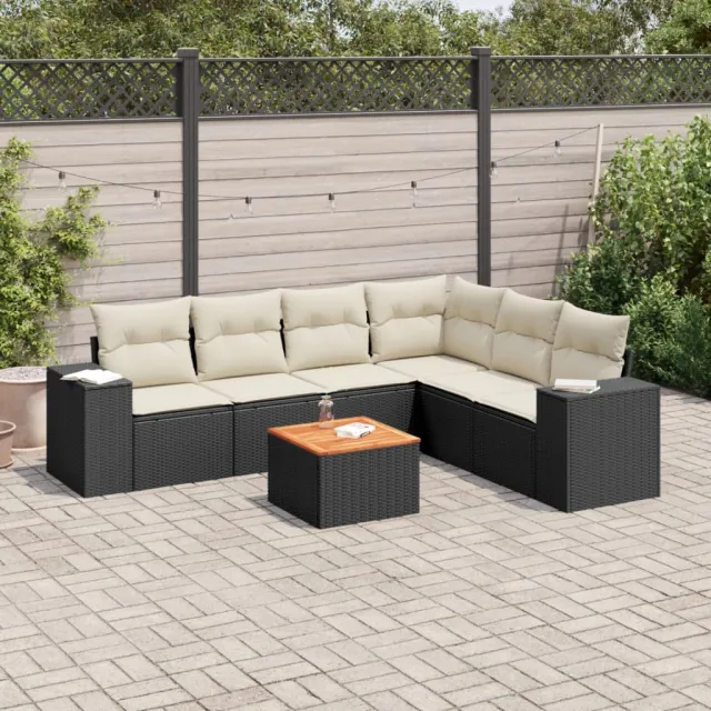 vidaXL Patio Sofa Set 6-zits Black and Cream, foto 2