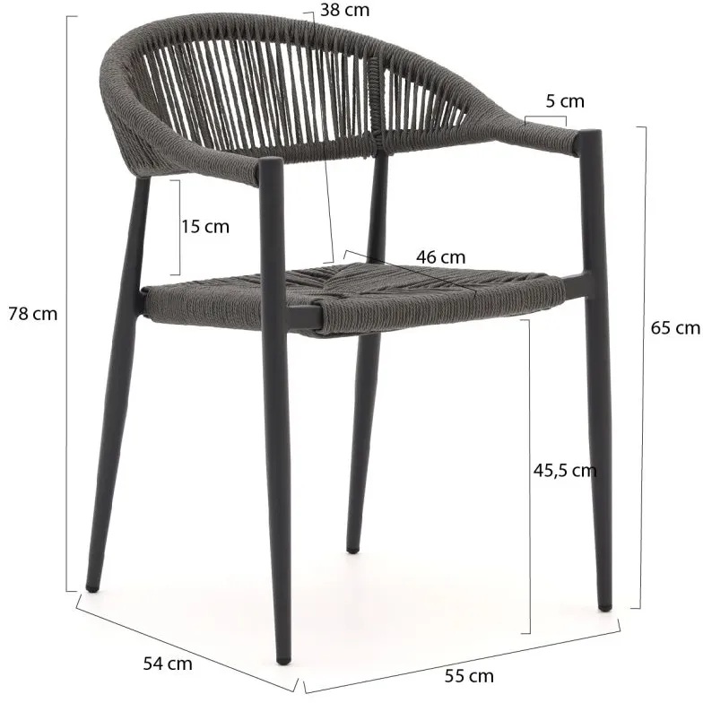 Manifesto Furniture Manifesto Belpasso/Fidenza ø126cm dining tuinset 5-delig stapelbaar Grijs