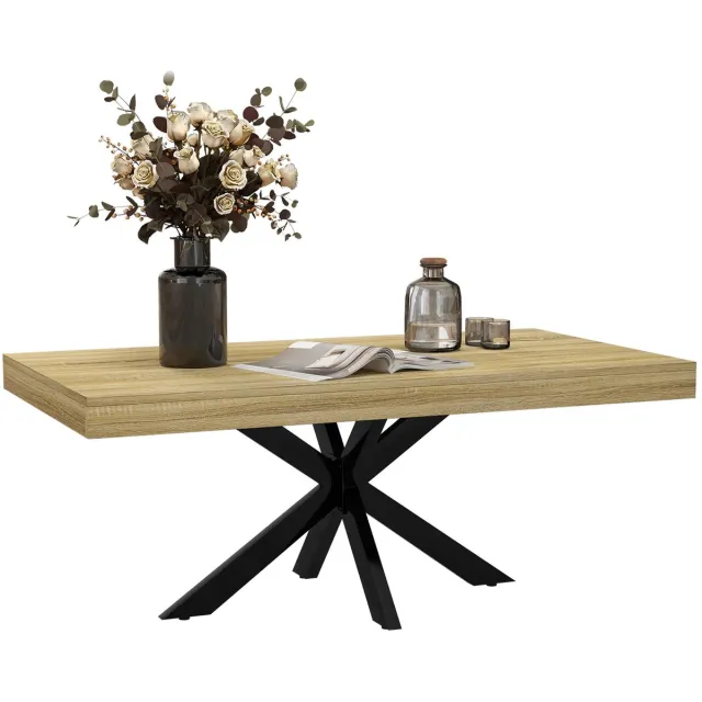 Billie & Loïs salontafel - Koffietafel - Industrieel - Houtlook - Metalen onderstel - 110 x 60 x 45 cm - Eenvoudige constructie Naturel/zwart