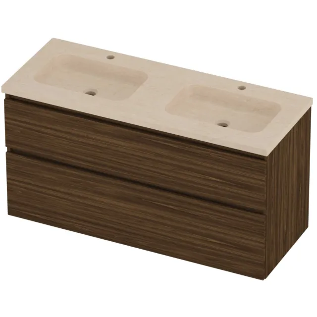 Proline Rollo Badmeubelset Hardsteen Elegant 2 Gaten 120x46x62 cm Sand Stone Cabana Oak Eiken