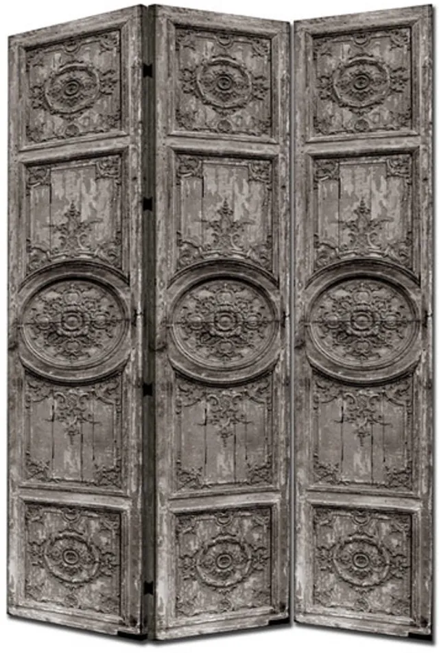 Fine Asianliving Kamerscherm Scheidingswand B120xH180cm 3 Panelen Indische Deuren Grijs